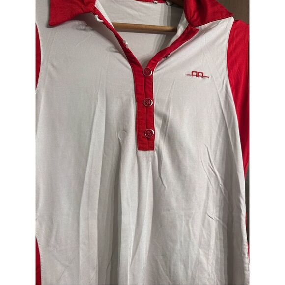 Alessandro Albanese Red White Short Sleeve Collared Riding Polo Shirt Size XS - Picture 3 of 4
